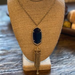 Kendra Scott Elle Drop Gold Necklace - Original Blue